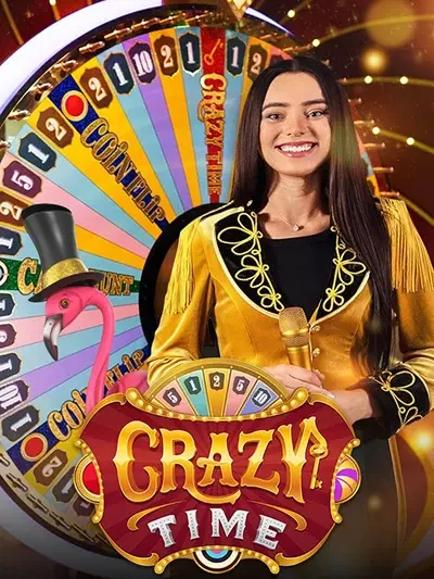 Crazy Time slot game tile in the Spinsopotamia Casino lobby