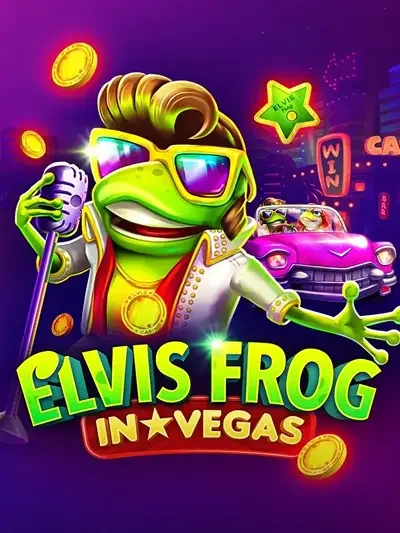 Elvis Frog in Vegas slot game tile in the Spinsopotamia Casino lobby